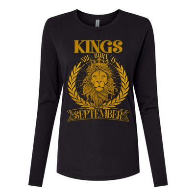 Vintage Lion Kings Are Born In September Womens Cotton Relaxed Long Sleeve T-Shirt