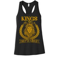 Vintage Lion Kings Are Born In September Women's Racerback Tank