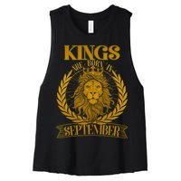 Vintage Lion Kings Are Born In September Women's Racerback Cropped Tank