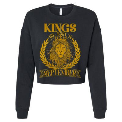 Vintage Lion Kings Are Born In September Cropped Pullover Crew