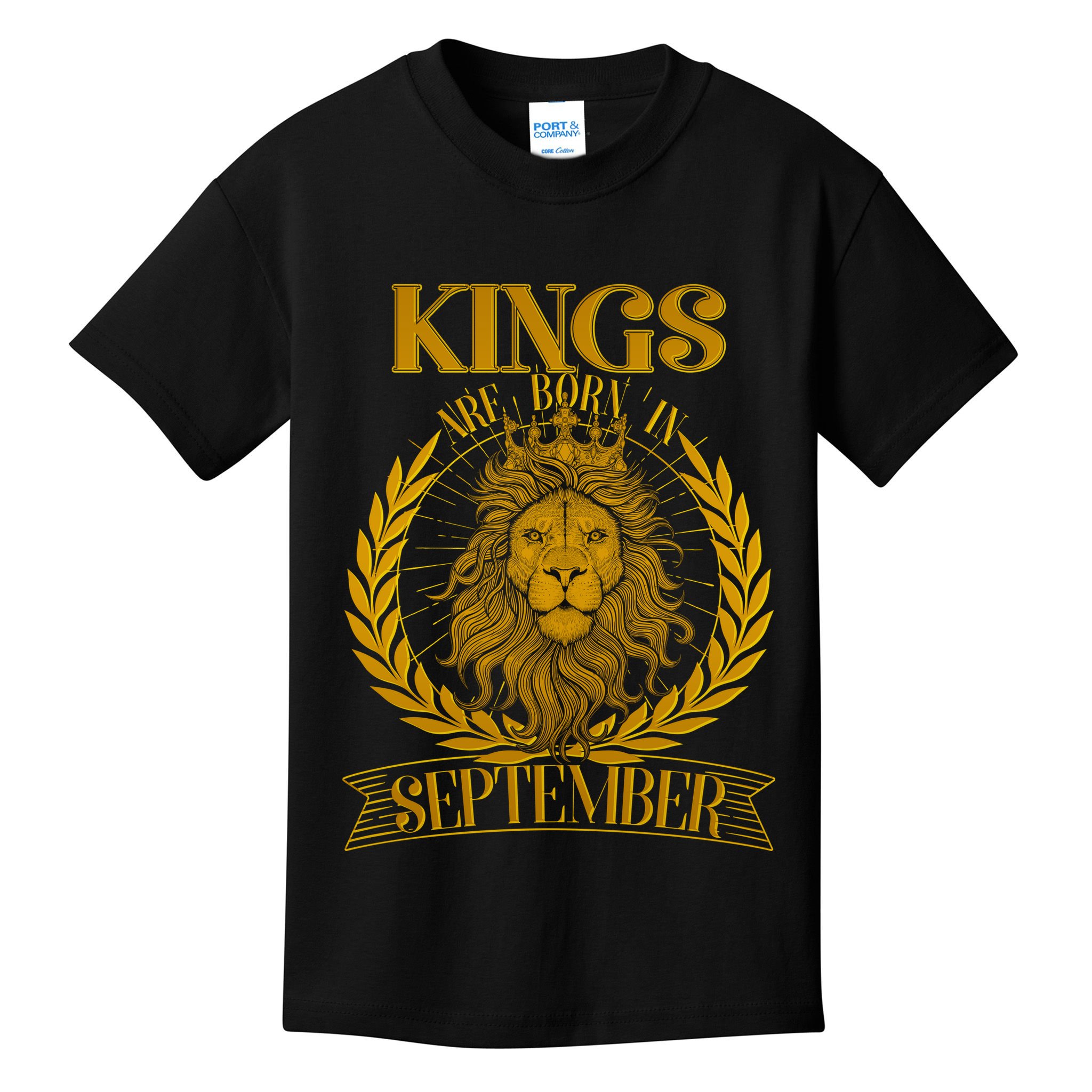 Vintage Lion Kings Are Born In September Kids T-Shirt