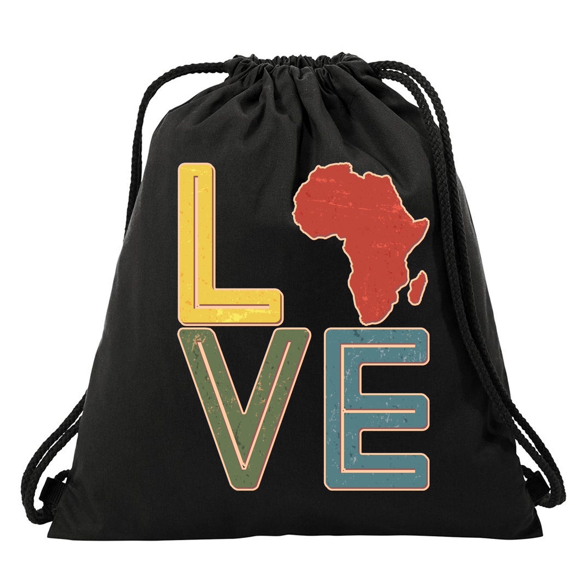 Vintage Love Africa Black History Month Drawstring Bag