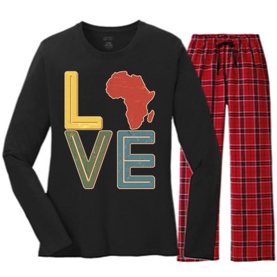 Vintage Love Africa Black History Month Women's Long Sleeve Flannel Pajama Set 