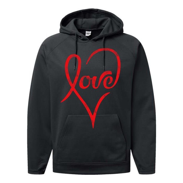 Vintage Love Heart Symbol Performance Fleece Hoodie