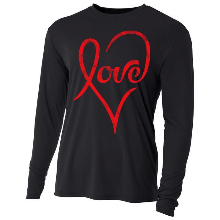 Vintage Love Heart Symbol Cooling Performance Long Sleeve Crew