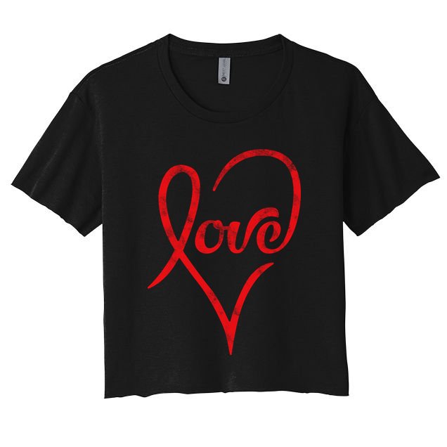 Vintage Love Heart Symbol Crop Top