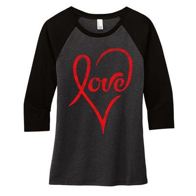 Vintage Love Heart Symbol Women's Tri-Blend 3/4-Sleeve Raglan Shirt