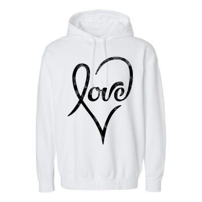 Vintage Love Heart Symbol Garment-Dyed Fleece Hoodie