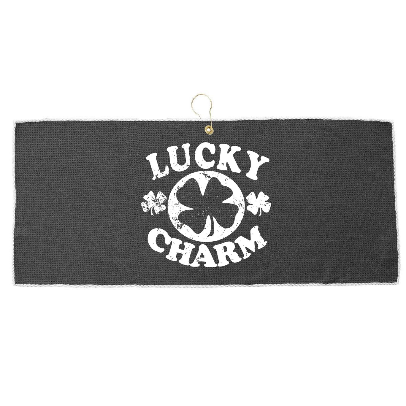 Vintage Lucky Charm Irish Clover Large Microfiber Waffle Golf Towel