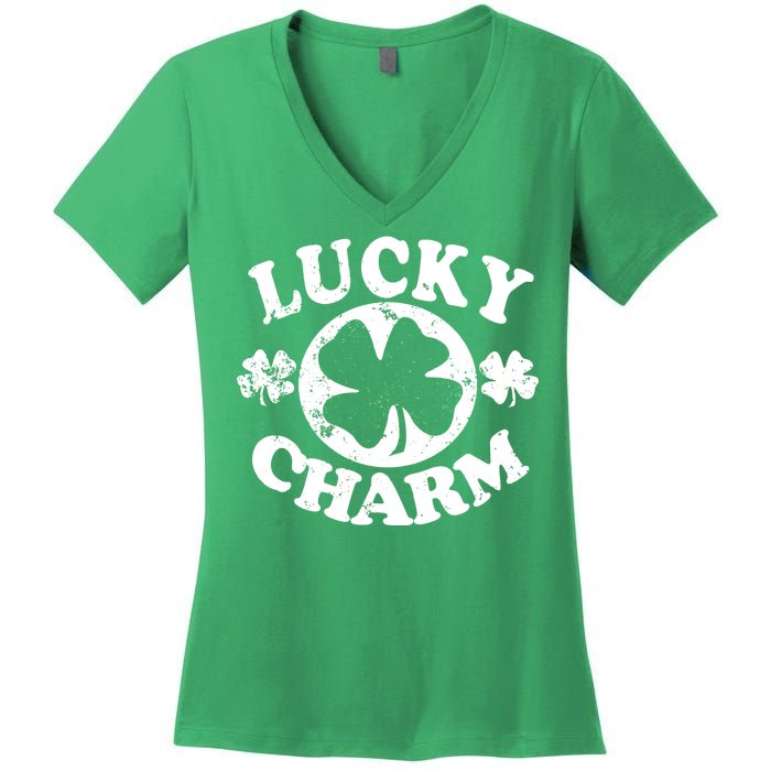 Vintage Lucky Charm Irish Clover Women's V-Neck T-Shirt