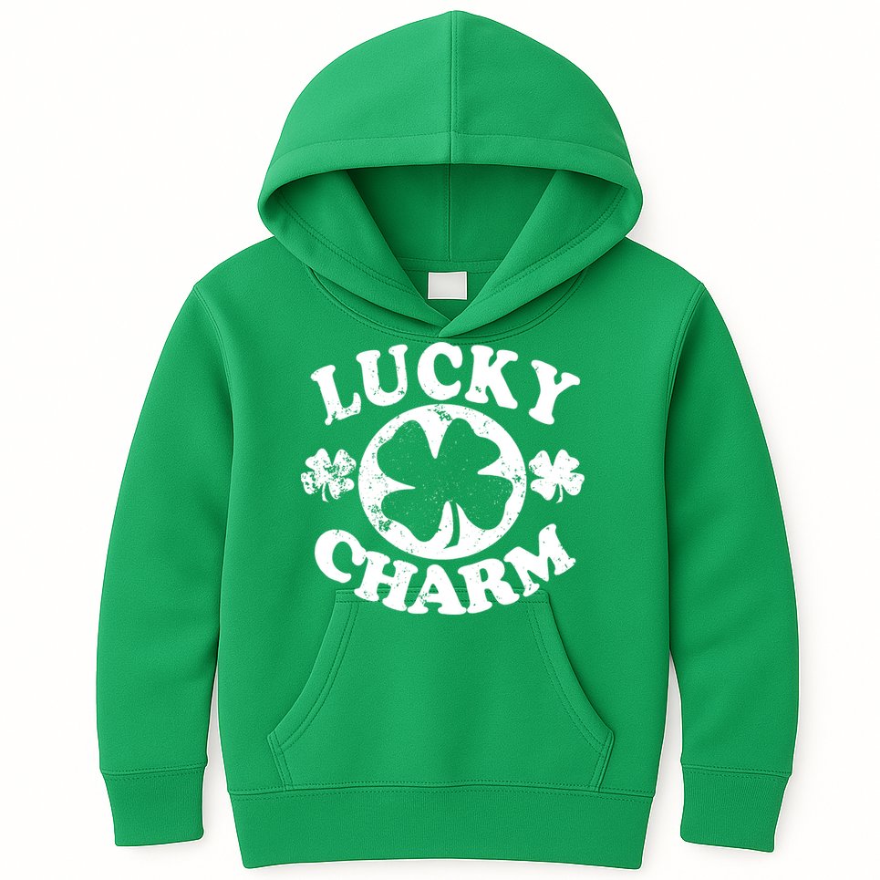 Vintage Lucky Charm Irish Clover Kids Hoodie