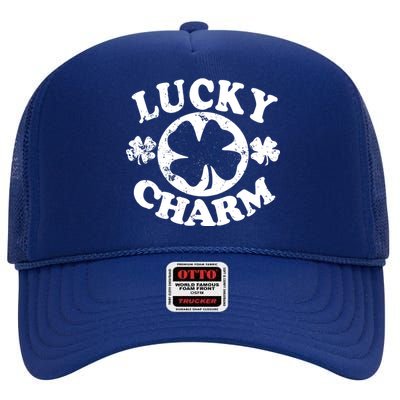 Vintage Lucky Charm Irish Clover High Crown Mesh Back Trucker Hat