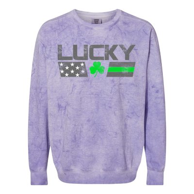 Vintage Lucky Shamrock Racing Flag Colorblast Crewneck Sweatshirt