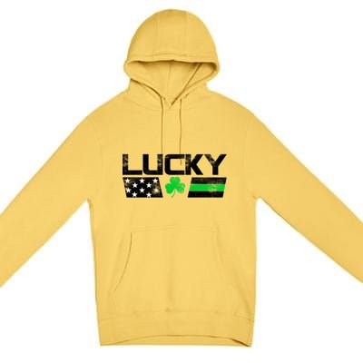 Vintage Lucky Shamrock Racing Flag Premium Pullover Hoodie