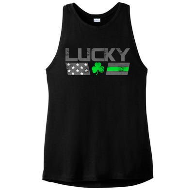 Vintage Lucky Shamrock Racing Flag Ladies PosiCharge Tri-Blend Wicking Tank