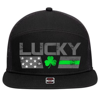 Vintage Lucky Shamrock Racing Flag 7 Panel Mesh Trucker Snapback Hat