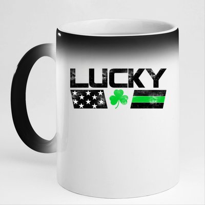 Vintage Lucky Shamrock Racing Flag 11oz Black Color Changing Mug