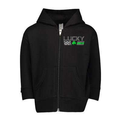 Vintage Lucky Shamrock Racing Flag Toddler Zip Fleece Hoodie