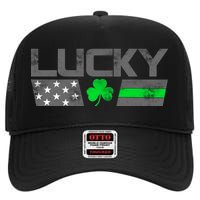 Vintage Lucky Shamrock Racing Flag High Crown Mesh Back Trucker Hat