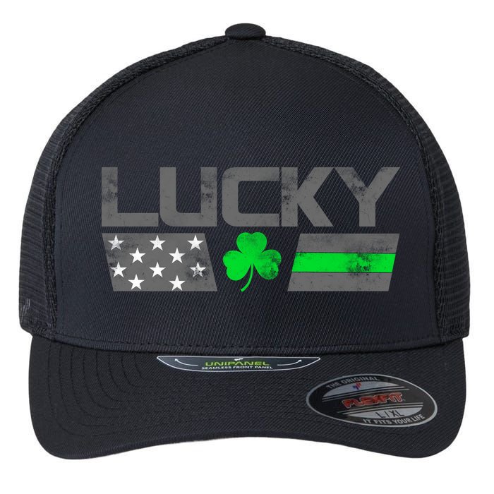 Vintage Lucky Shamrock Racing Flag Flexfit Unipanel Trucker Cap