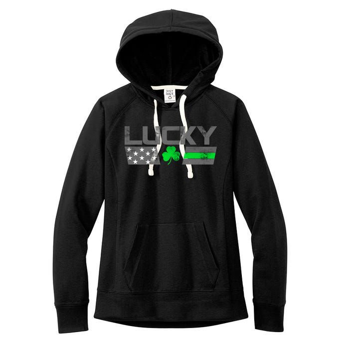 Vintage Lucky Shamrock Racing Flag Women's Fleece Hoodie