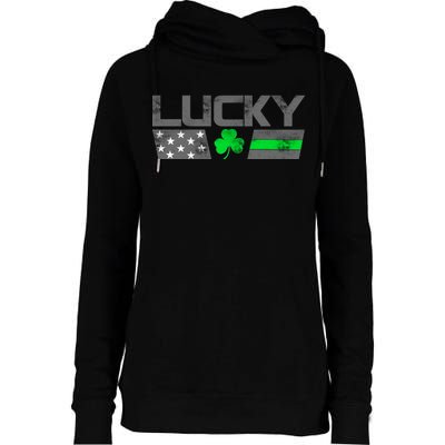 Vintage Lucky Shamrock Racing Flag Womens Funnel Neck Pullover Hood