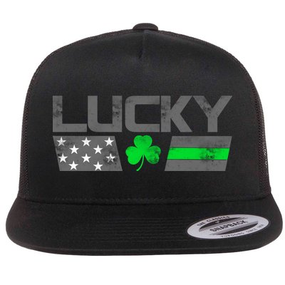 Vintage Lucky Shamrock Racing Flag Flat Bill Trucker Hat