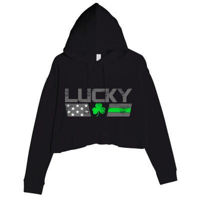 Vintage Lucky Shamrock Racing Flag Crop Fleece Hoodie