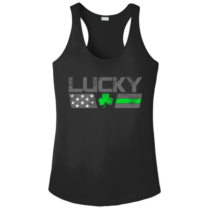 Vintage Lucky Shamrock Racing Flag Ladies PosiCharge Competitor Racerback Tank