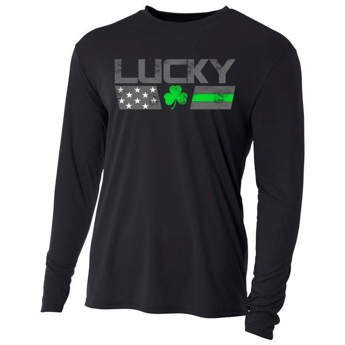 Vintage Lucky Shamrock Racing Flag Cooling Performance Long Sleeve Crew