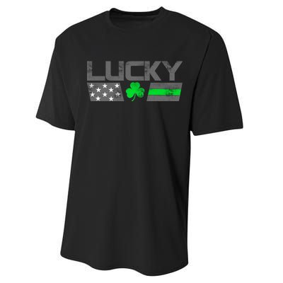 Vintage Lucky Shamrock Racing Flag Performance Sprint T-Shirt