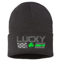 Vintage Lucky Shamrock Racing Flag Sustainable Knit Beanie