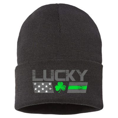 Vintage Lucky Shamrock Racing Flag Sustainable Knit Beanie