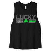 Vintage Lucky Shamrock Racing Flag Women's Racerback Cropped Tank