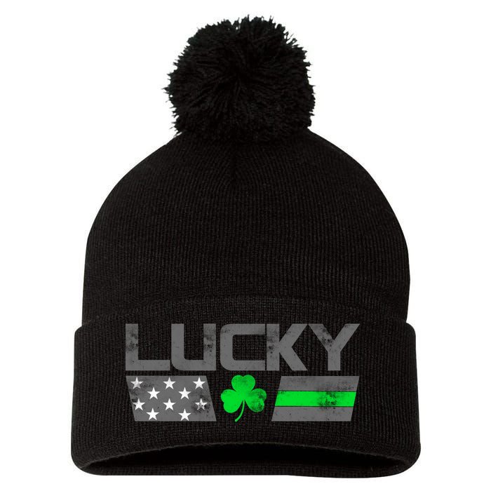 Vintage Lucky Shamrock Racing Flag Pom Pom 12in Knit Beanie