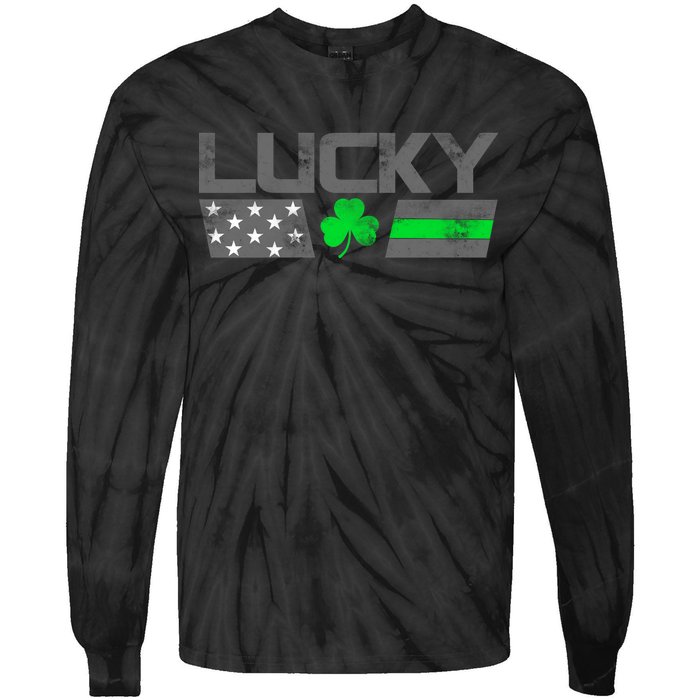 Vintage Lucky Shamrock Racing Flag Tie-Dye Long Sleeve Shirt