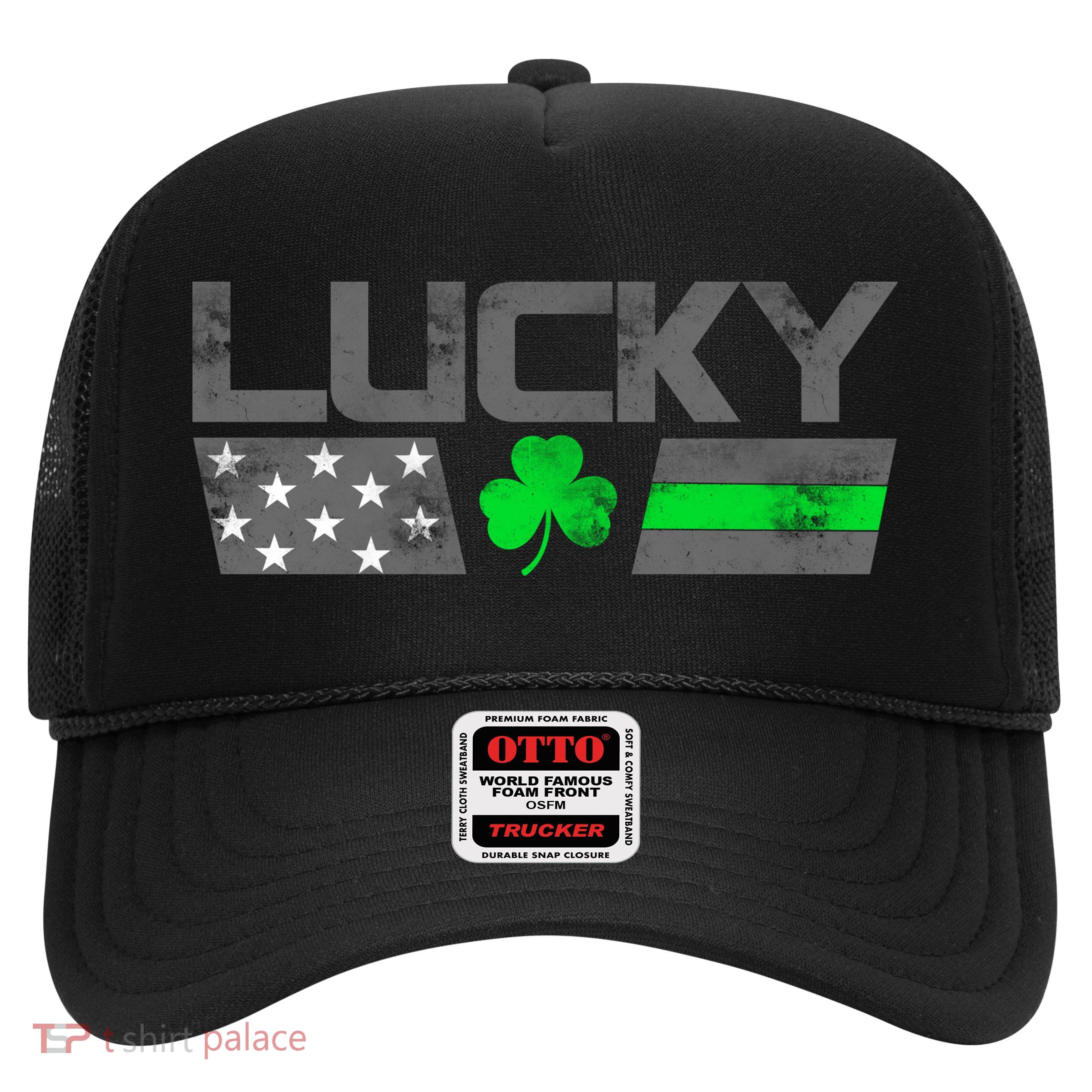 Vintage Lucky Shamrock Racing Flag Trucker Hat
