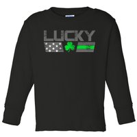 Vintage Lucky Shamrock Racing Flag Toddler Long Sleeve Shirt