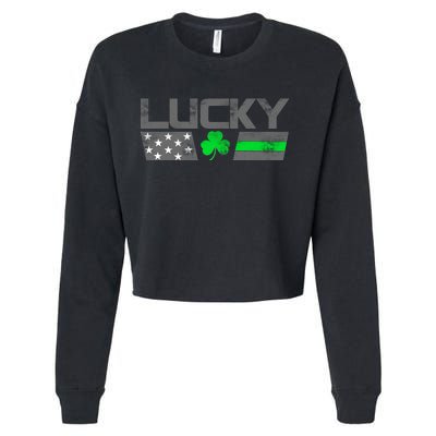 Vintage Lucky Shamrock Racing Flag Cropped Pullover Crew