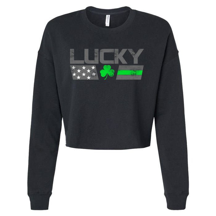 Vintage Lucky Shamrock Racing Flag Cropped Pullover Crew