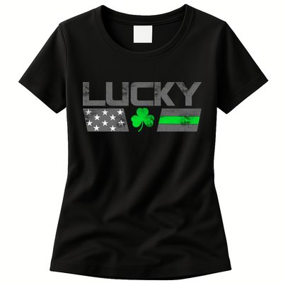 Vintage Lucky Shamrock Racing Flag Womens T-Shirt
