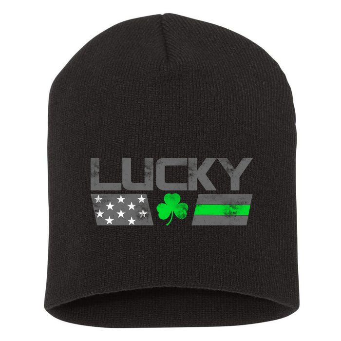 Vintage Lucky Shamrock Racing Flag Short Acrylic Beanie