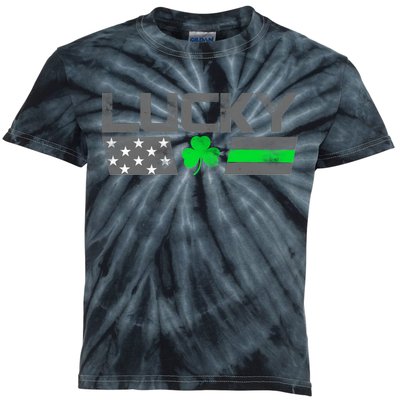 Vintage Lucky Shamrock Racing Flag Kids Tie-Dye T-Shirt