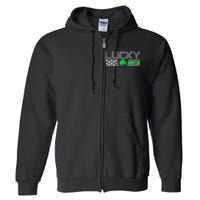 Vintage Lucky Shamrock Racing Flag Full Zip Hoodie