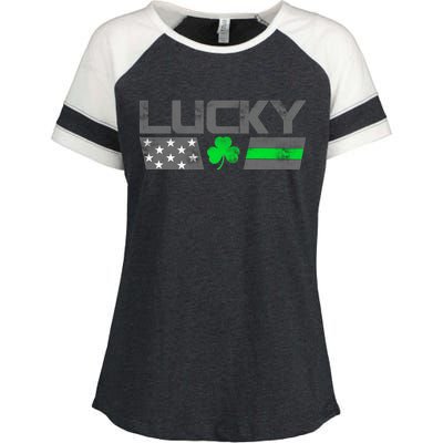 Vintage Lucky Shamrock Racing Flag Enza Ladies Jersey Colorblock Tee