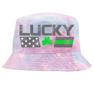 Vintage Lucky Shamrock Racing Flag Tie-Dyed Bucket Hat