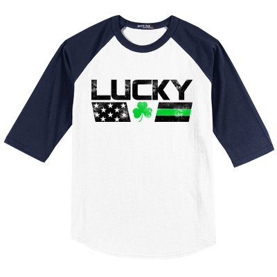 Vintage Lucky Shamrock Racing Flag Baseball Sleeve Shirt