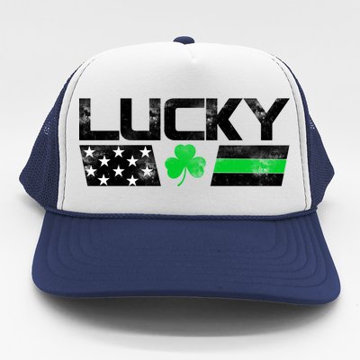 Vintage Lucky Shamrock Racing Flag Trucker Hat