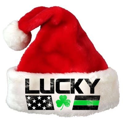 Vintage Lucky Shamrock Racing Flag Premium Christmas Santa Hat