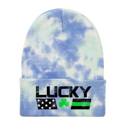 Vintage Lucky Shamrock Racing Flag Tie Dye 12in Knit Beanie